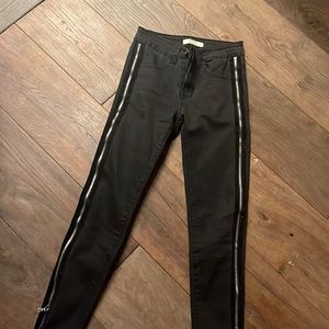 Black jeans with side zippers by REDIAL